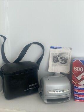 Polaroid Silver Instant Camera with Black Carry Case and Film